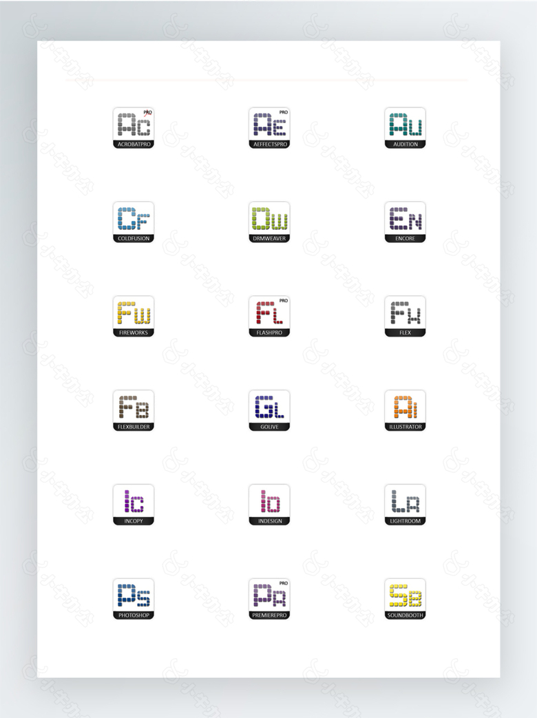 圆角LED风格的Adobe产品图标集