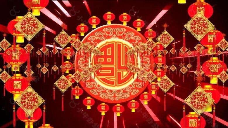 中国风喜庆春节福到祝福视频素材