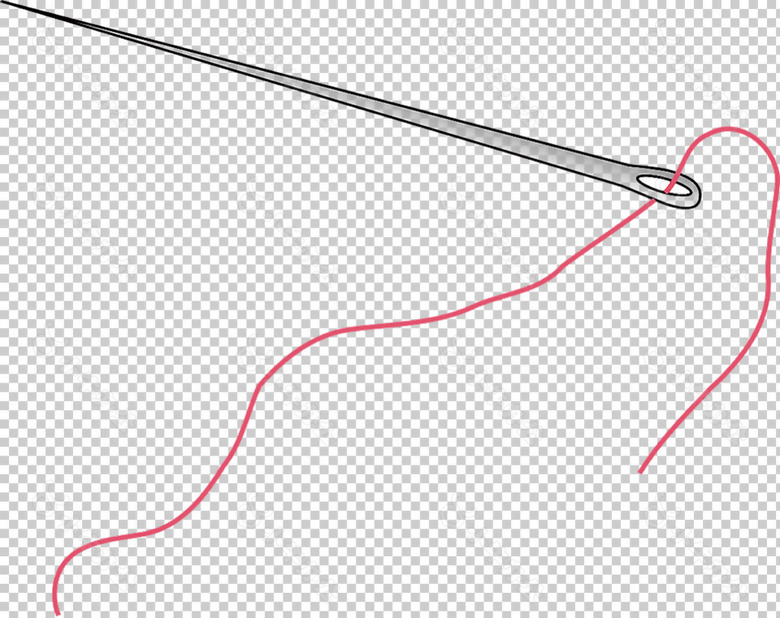 红线缝纫针免抠png透明图层素材