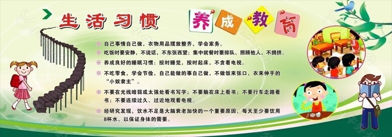 生活习惯养成教育校园展板