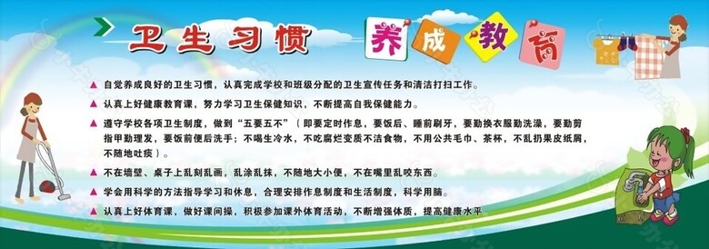 卫生习惯养成教育校园展板