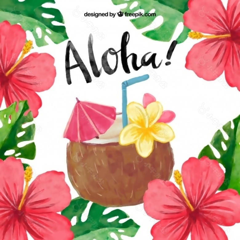 水椰子鸡尾酒ALOHA背景颜色