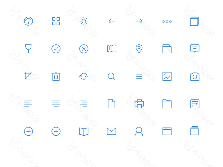 蓝色网页UI线性icon图标素材