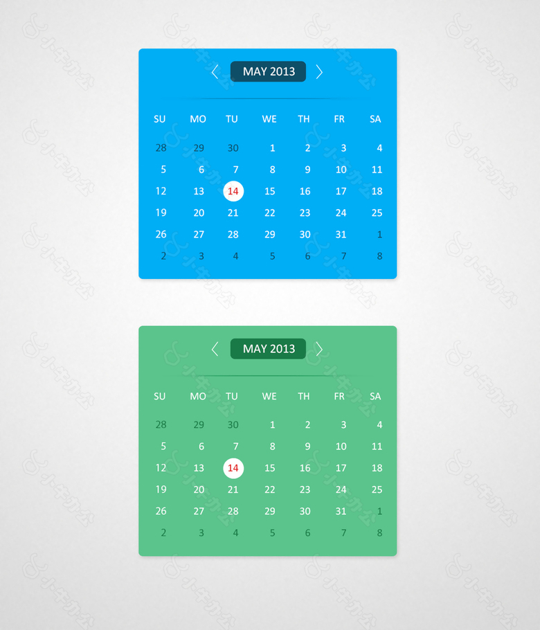 网页UI两款日历挂件设计素材