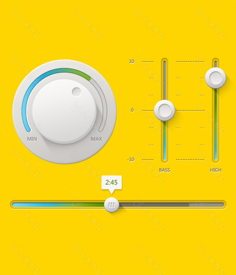 实体质感网页UI进度条滑块滚动条旋转按钮