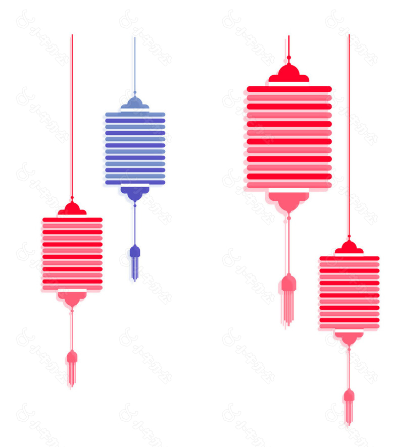 创意线条灯笼png元素素材