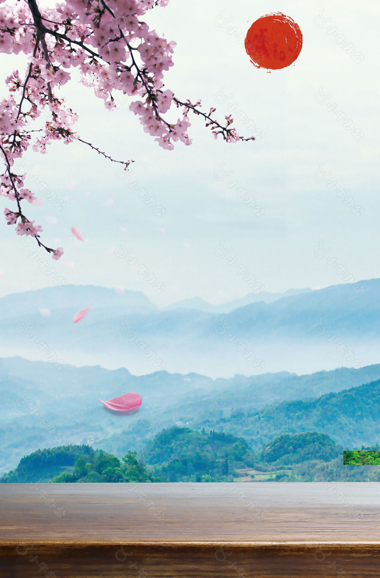 浪漫青山花瓣背景