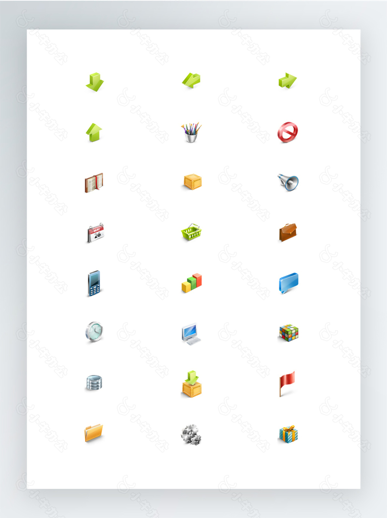 倾斜的3D网页综合图标集