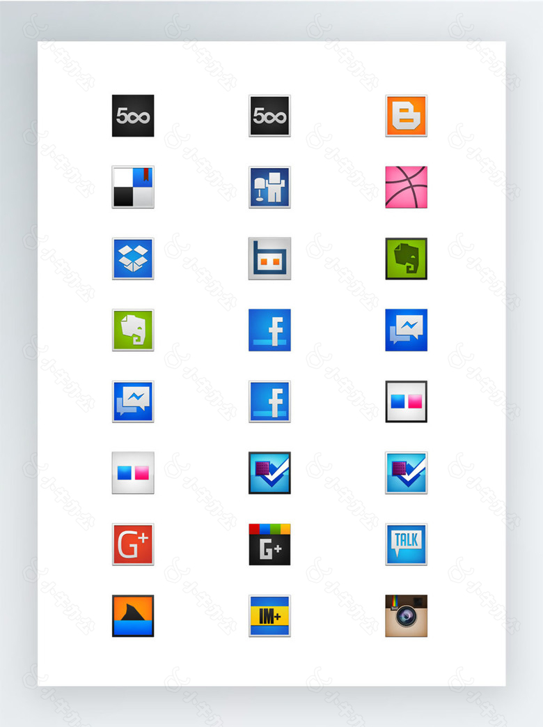 小方块社交媒体图标集