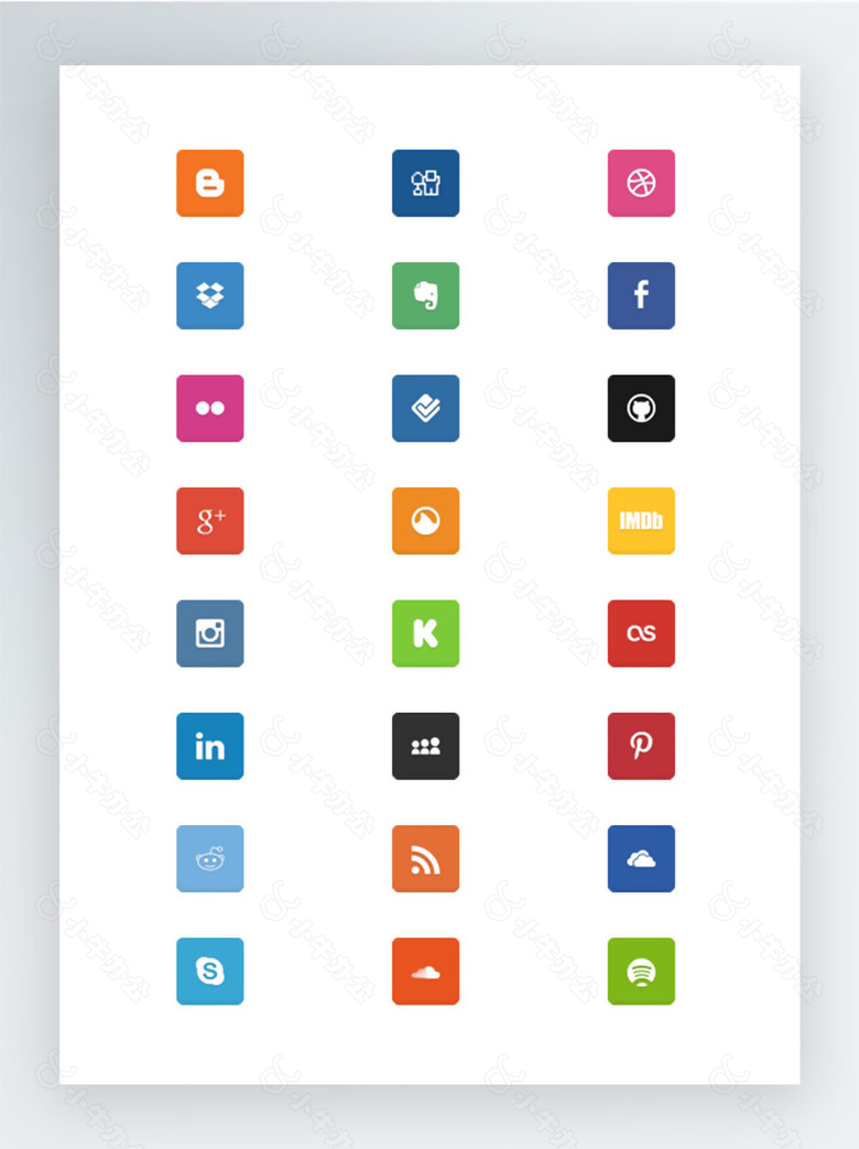 圆角社交媒体网站图标集