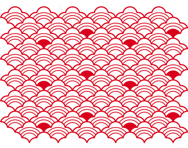 红色扇形边框图案