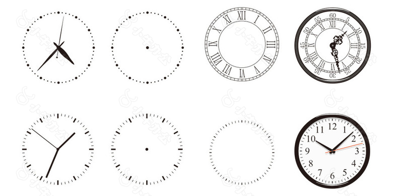 手绘线条钟表元素