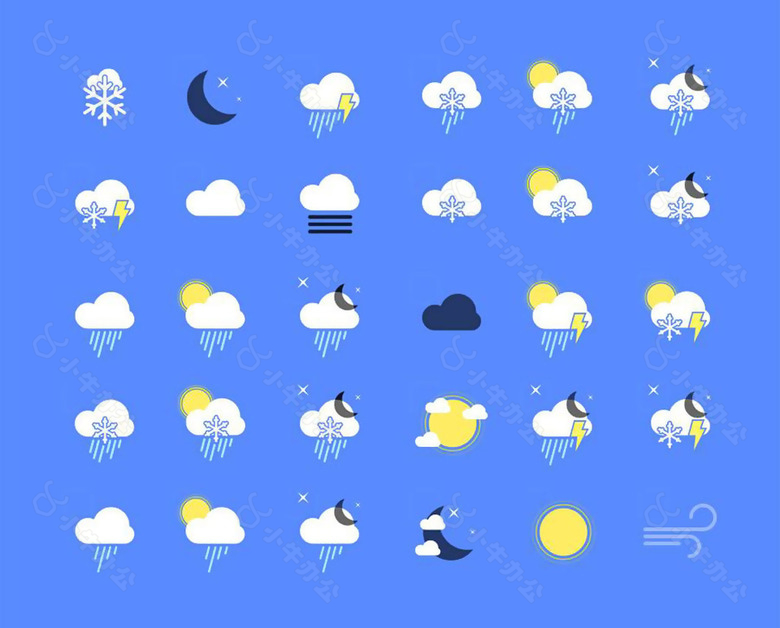 30枚扁平天气图标sketch素材