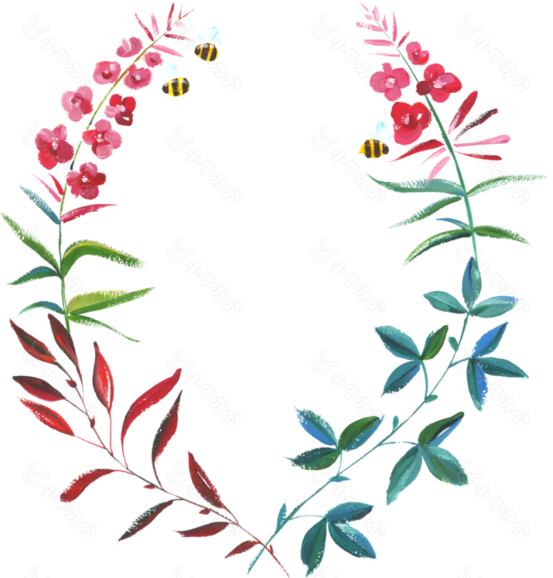 彩色各类植物透明素材