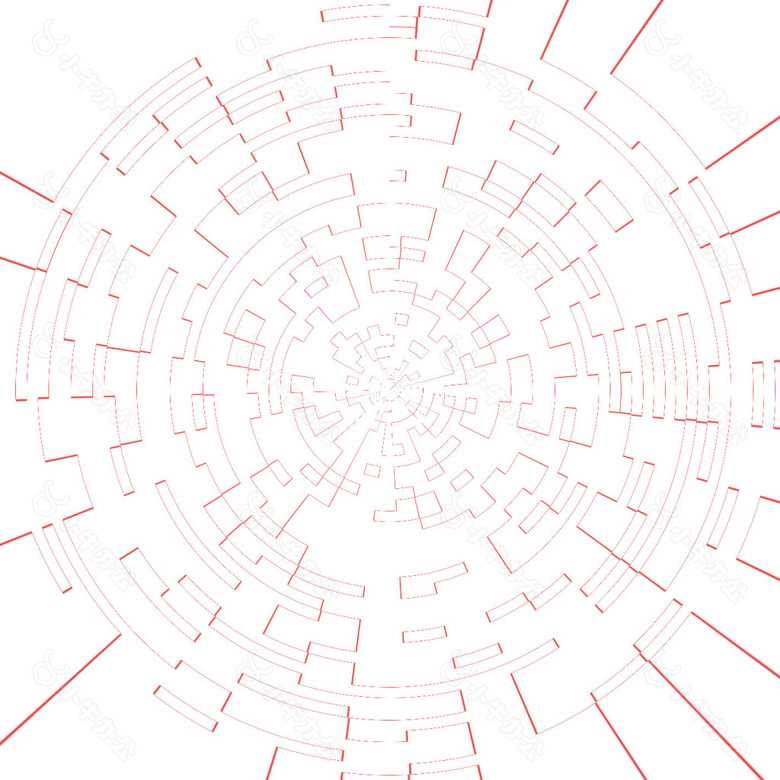 创意红色线条圆圈png元素素材