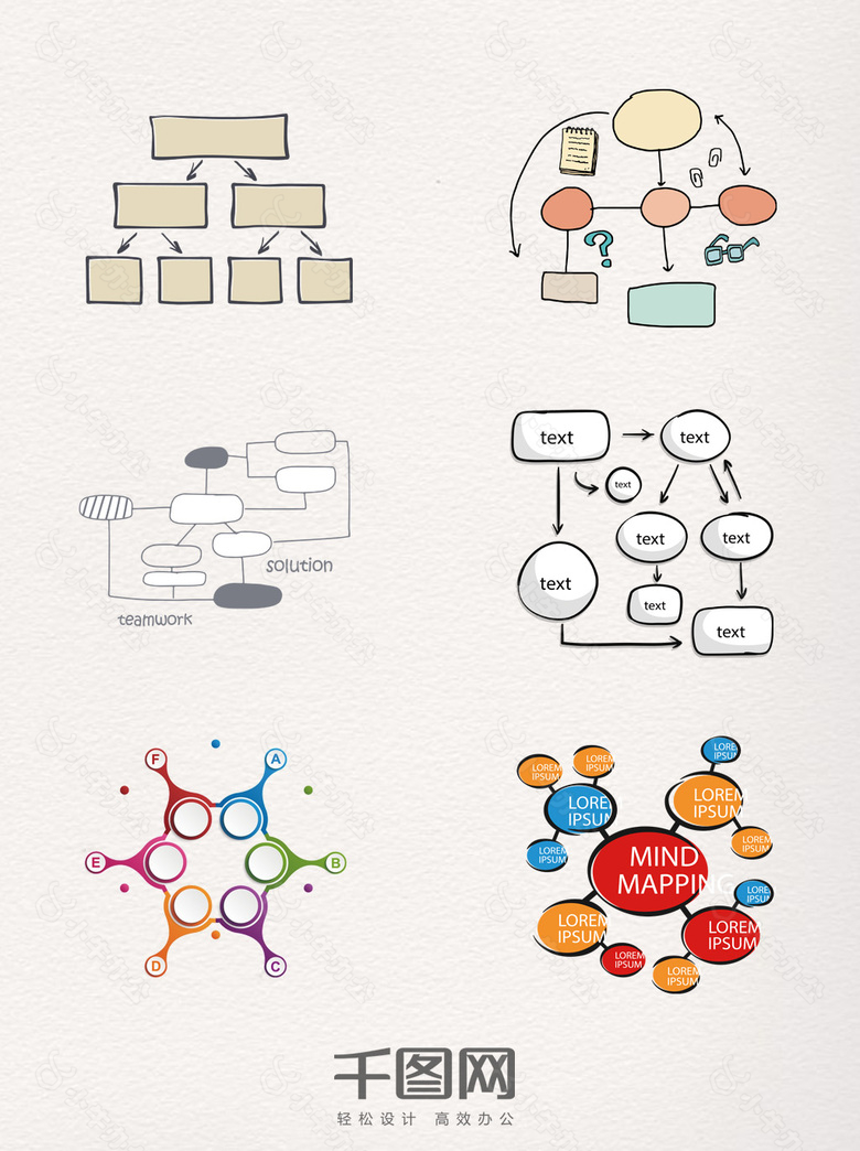 手绘组织结构图元素素材