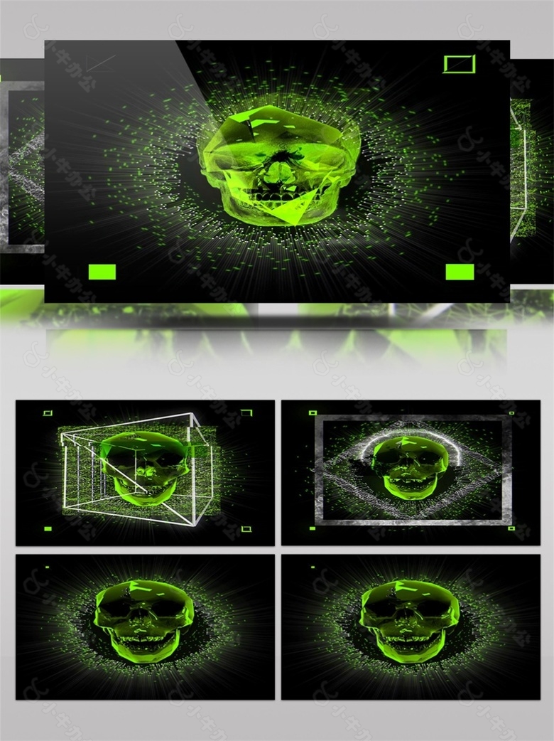绿色炫酷骷髅头视频素材