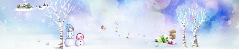 冬季唯美梦幻雪景banner背景