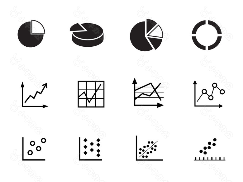 12个图形和图表图标