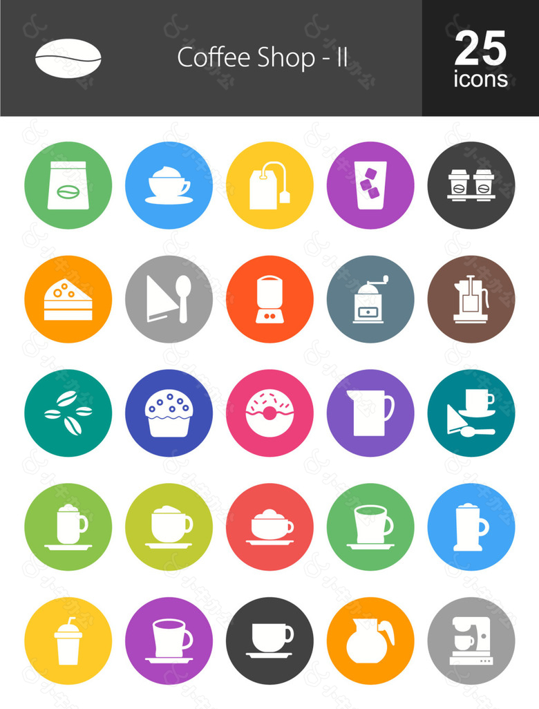25款咖啡店圆形icon素材(2)