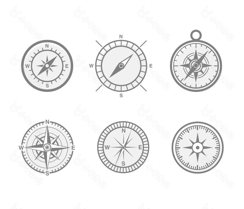 6个罗盘和导航的图标