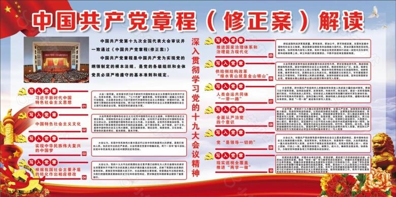 中国共产党章程（修正案）解读展板