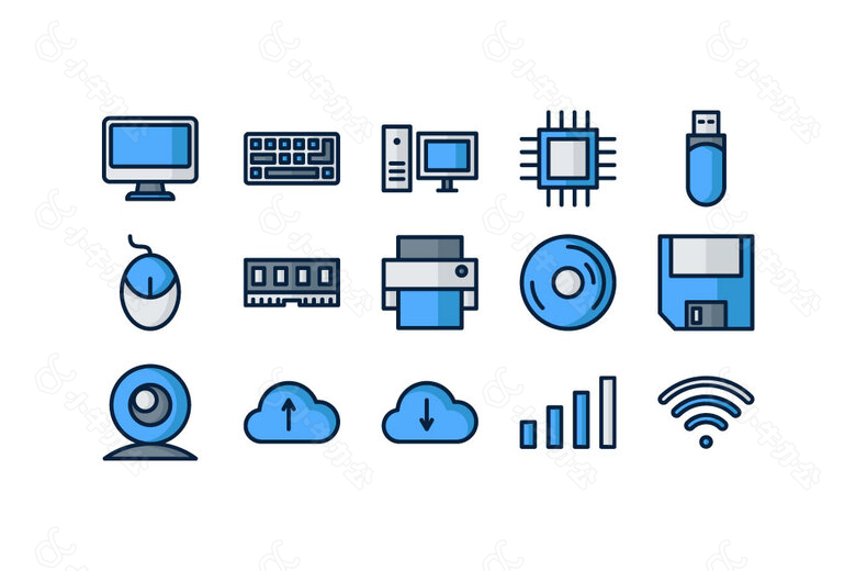 15款蓝色互联网icon素材