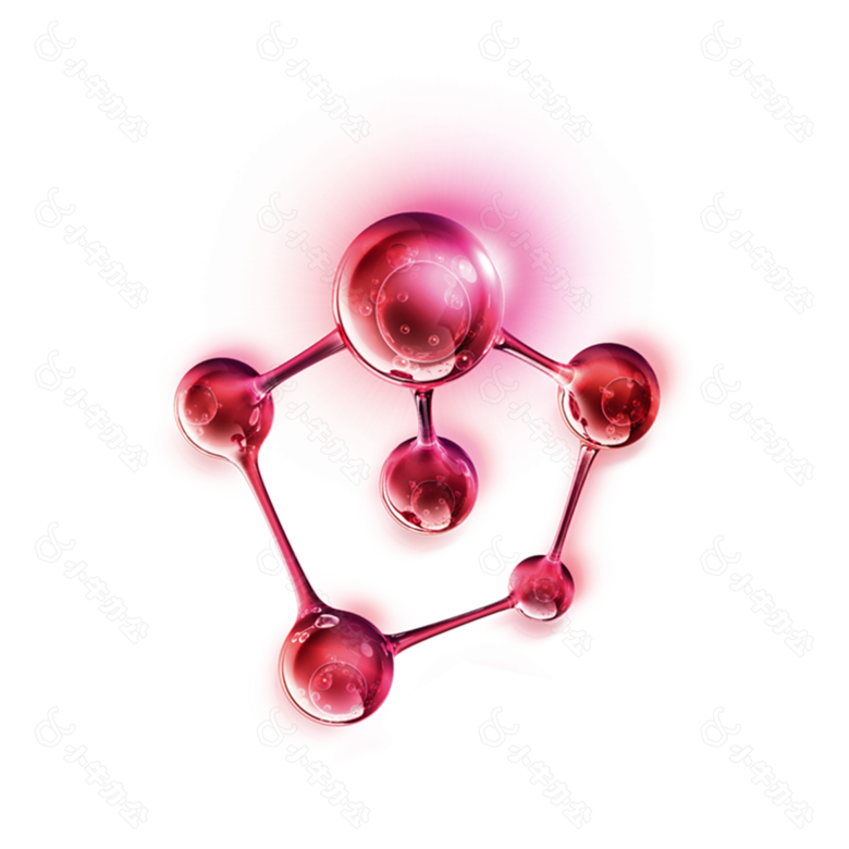 红色分子结构png元素