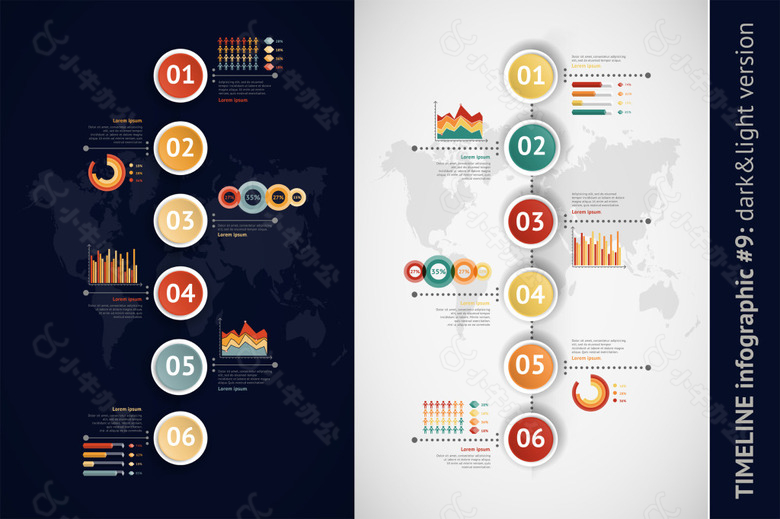 时间轴信息图黑白版本AI模板