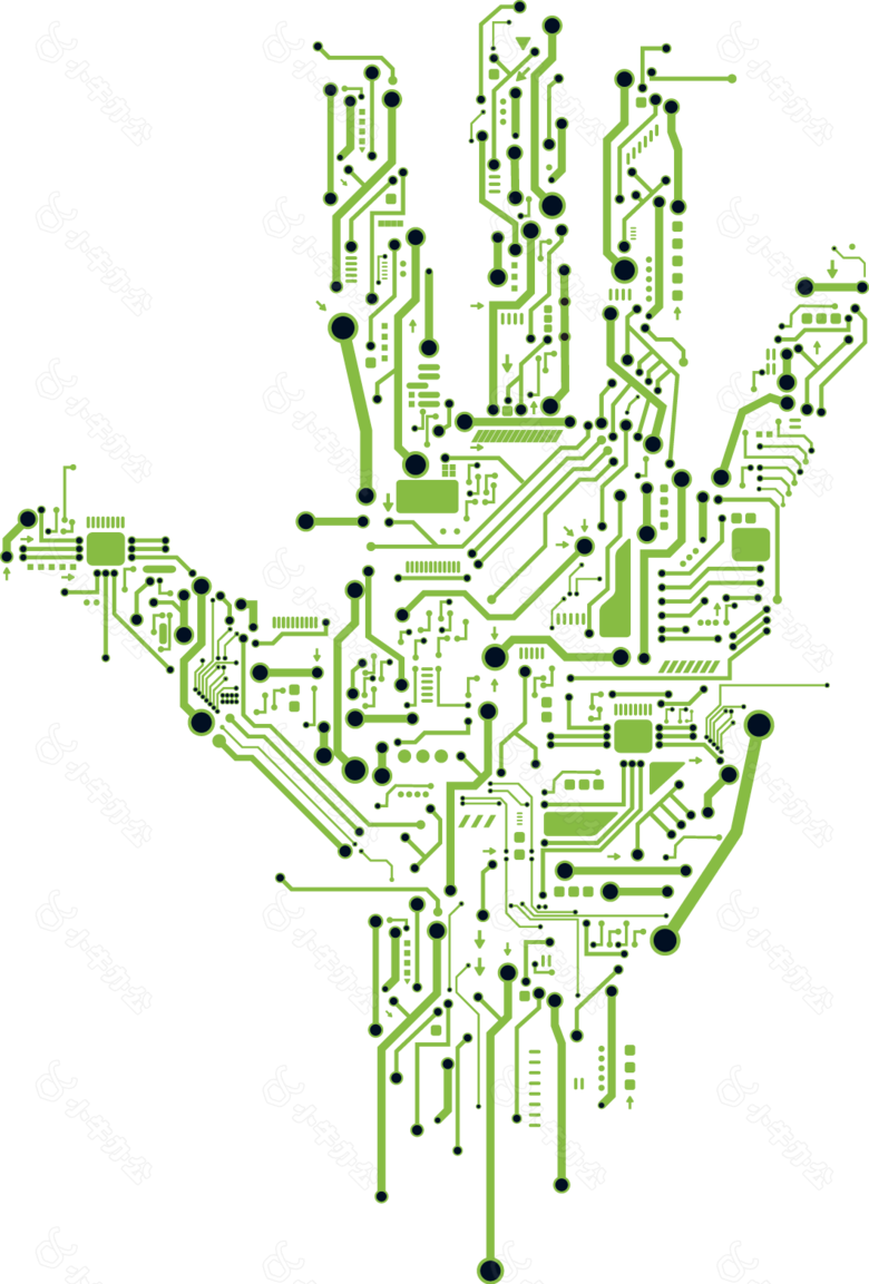 绿色科技手势线路板元素
