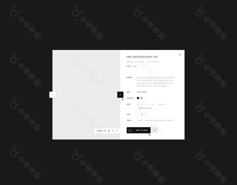 UI网页购物弹窗黑白灰简约PSD模板