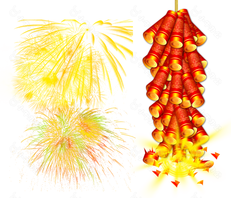 节日烟花鞭炮元素设计