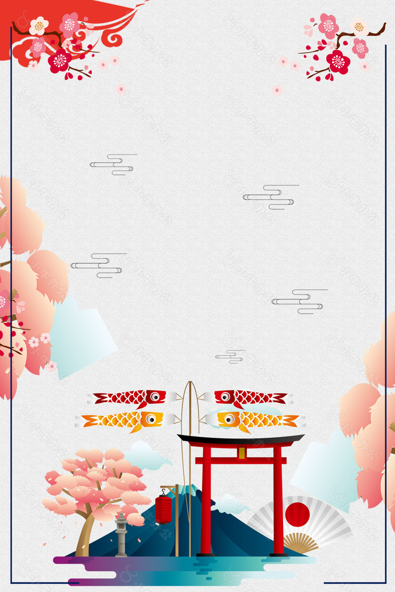 简约个性日本文化海报背景设计