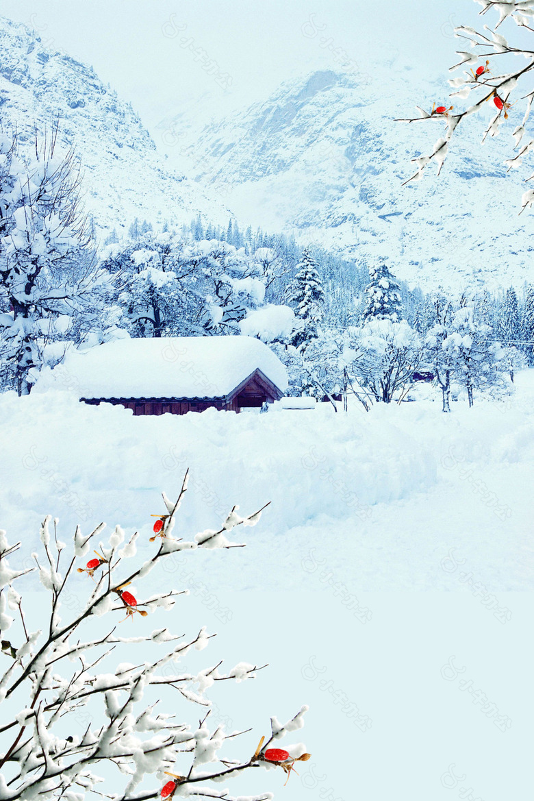 唯美雪地背景海报设计