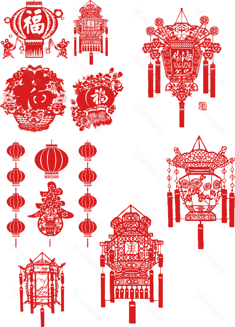 各种中式喜庆新年灯笼元素