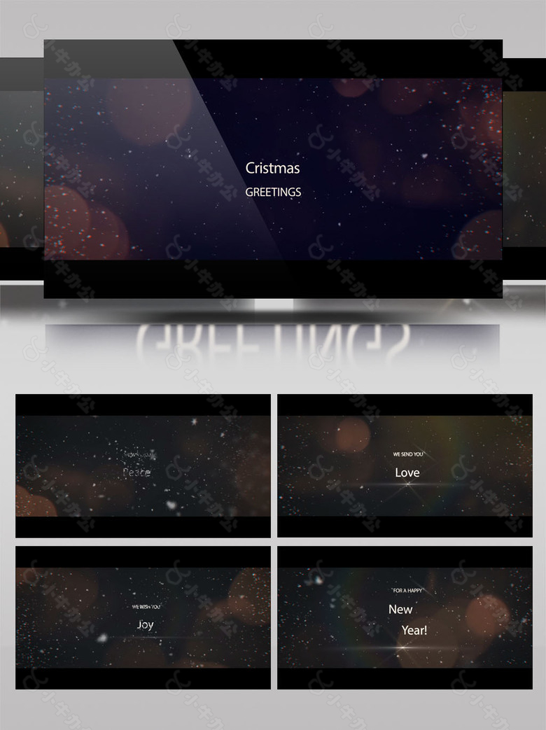 唯美的雪聚文字带来温暖的圣诞新年祝福AE模板