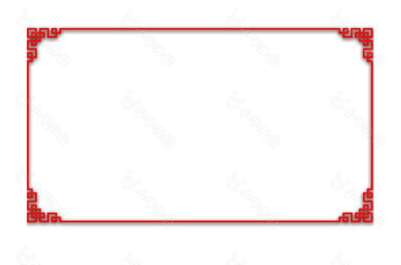 红色简易花纹边框png元素