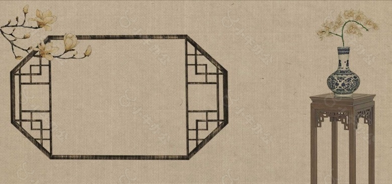 中国风窗格花瓶背景