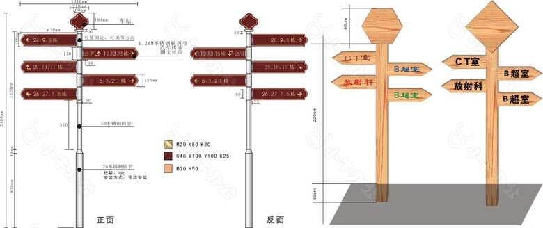 公司医院多向指示牌楼层标识导视系统CDR矢量