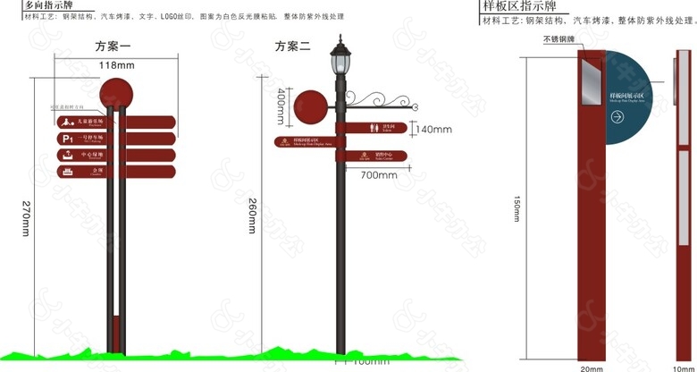 公司售楼中心多向指示牌样板区指示牌导视系统CDR矢量