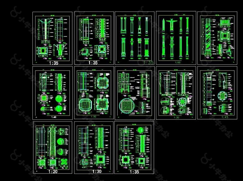 13个柱装饰建筑详图