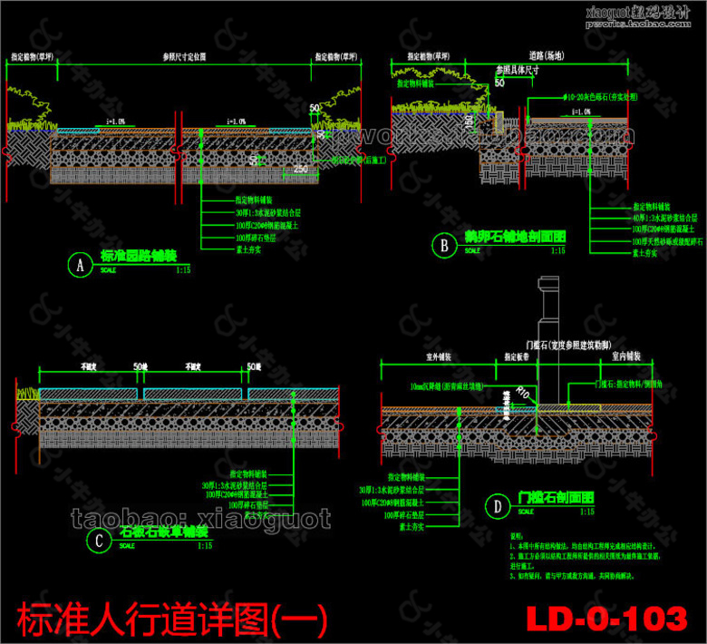 标准人行道详图  (一)