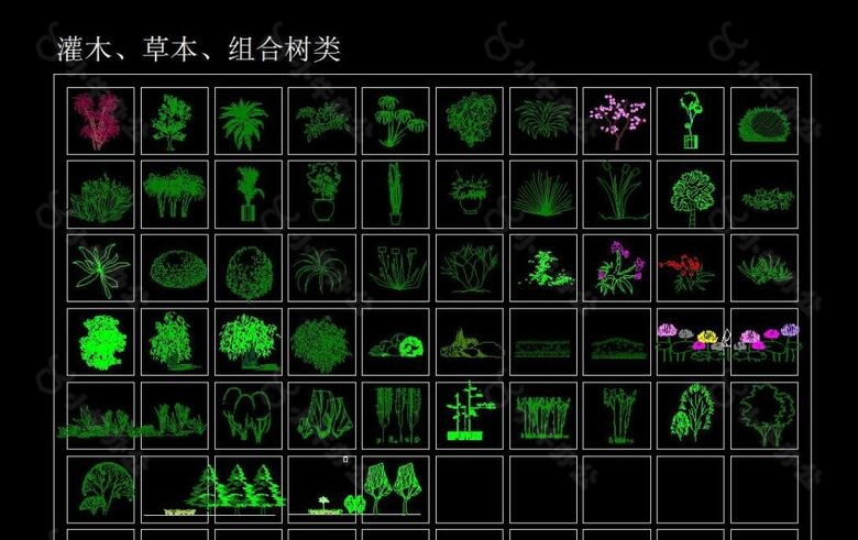 CAD立面树块大全