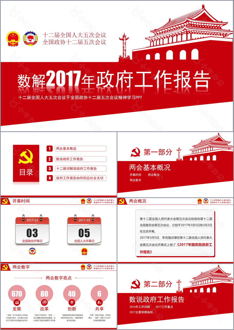 2017全国两会政府工作报告PPT