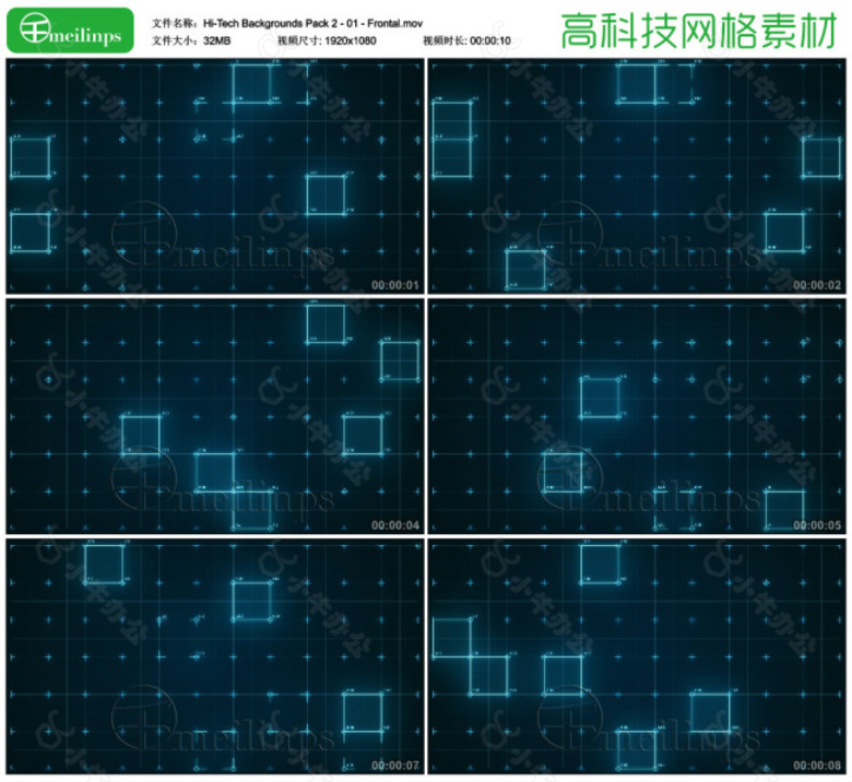 高科技主题的线条线框背景视频素材01