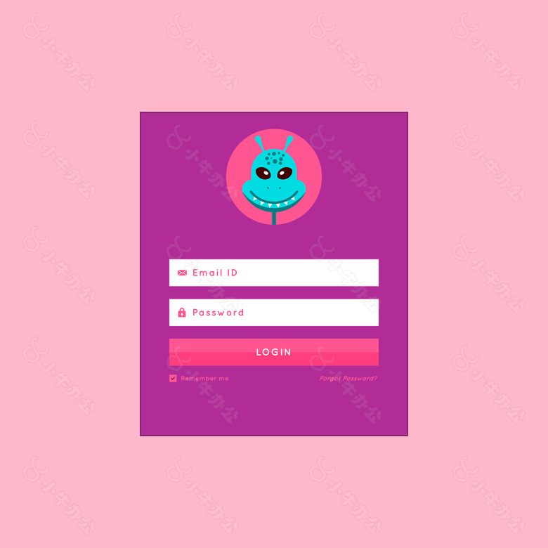 粉嫩清新UI设计网页登录页面