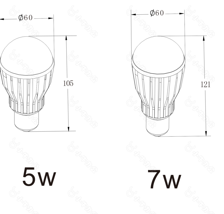 5w7w球泡灯平面图