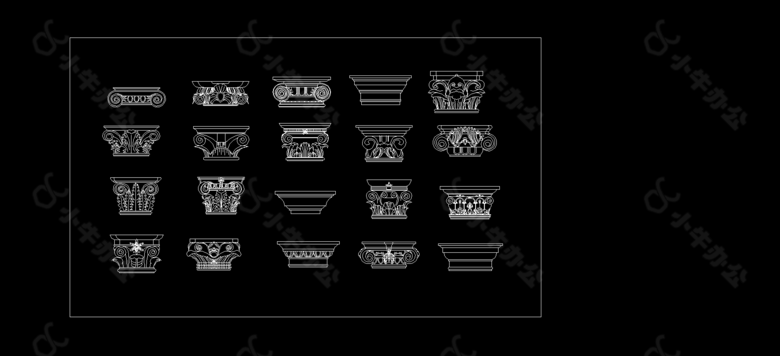 cad 大理石 罗马柱 将军柱 栏杆