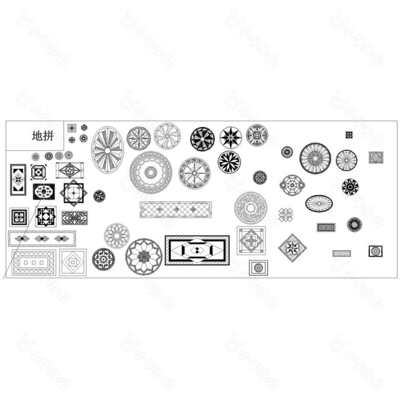 地拼瓷砖拼花瓷砖CAD图纸