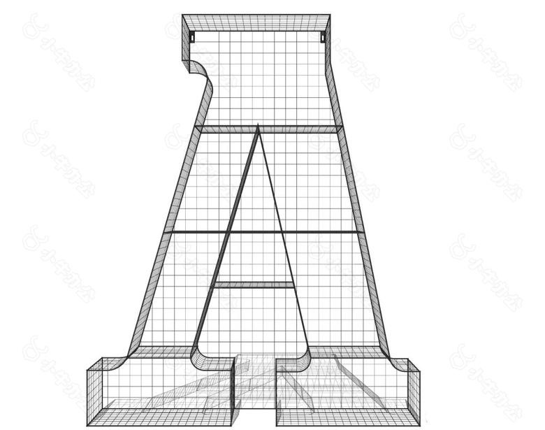 A字体立体装饰品模型